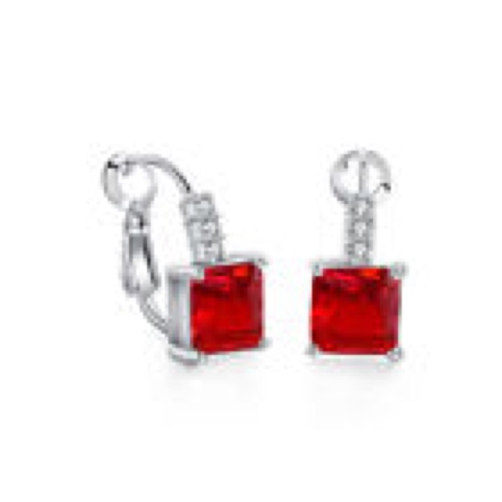 Red Crystal Rhinestone Huggie Earrings